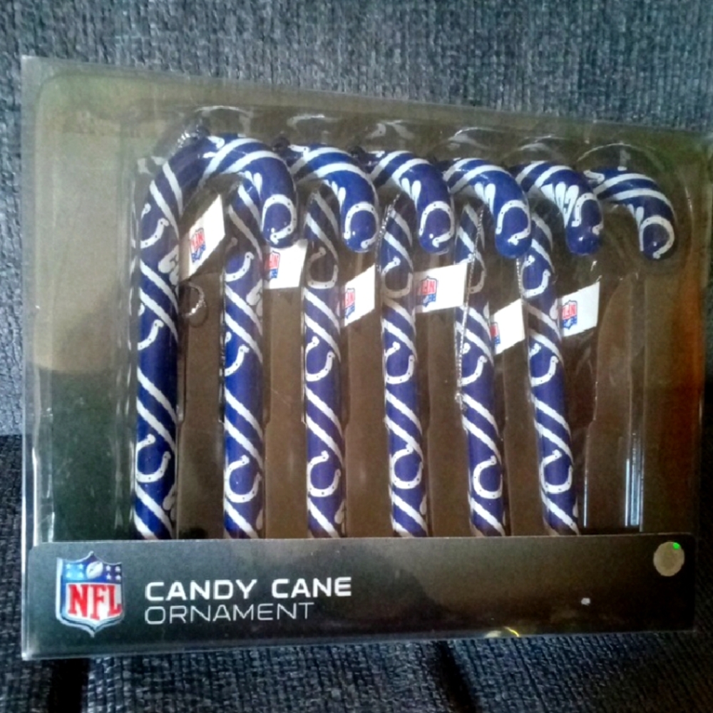 NFL Colts Candy Cane Ornaments, Box of 6